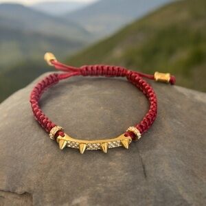 Burgundy Gold and Crystal Studded Bracelet‎